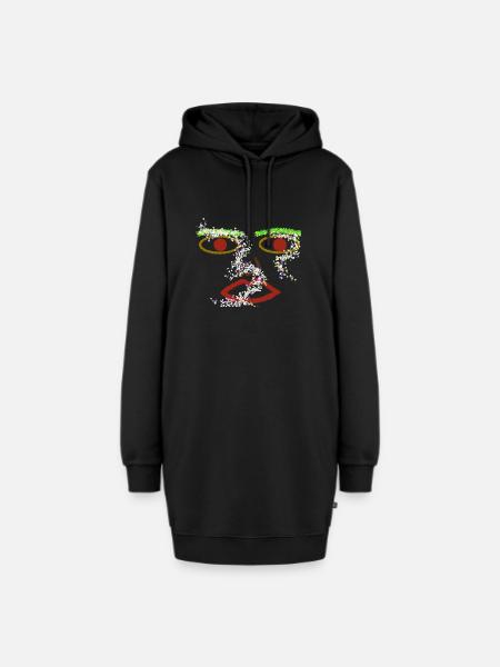 Kunstblumen und Frauen - Hoodie-Kleid - Schwarz