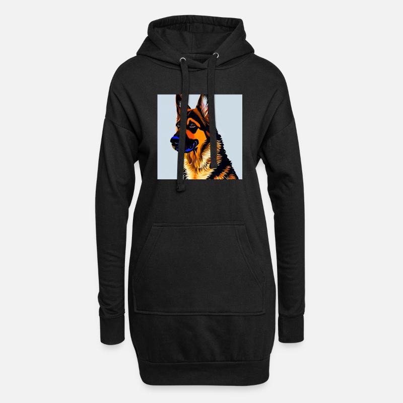 Deutscher Schäferhund, digitale Malerei, - Hoodie-Kleid - Schwarz
