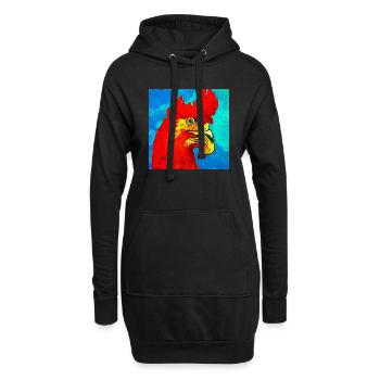 Illustration d’un coq, dans le style Van Gogh - Sweat-shirt à capuche long Femme - noir - Devant