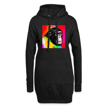 Illustration eines Porträts eines Schimpansen - Hoodie-Kleid - Schwarz - Vorne