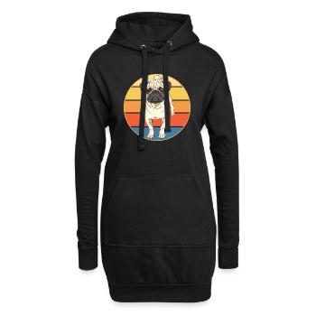 Français Bulldog Dog Breed Vintage Retro Sunset - Sweat-shirt à capuche long Femme - noir - Devant