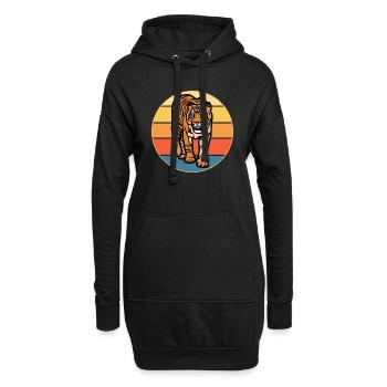 Tiger Big Cat Vintage Retro Sonnenuntergang - Hoodie-Kleid - Schwarz - Vorne
