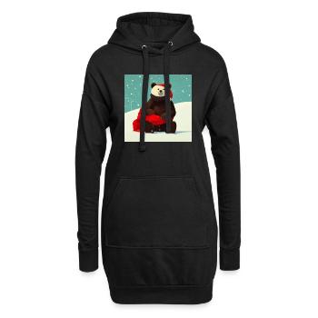 Mignon ours porte un chapeau de Père Noël à Noël - Sweat-shirt à capuche long Femme - noir - Devant