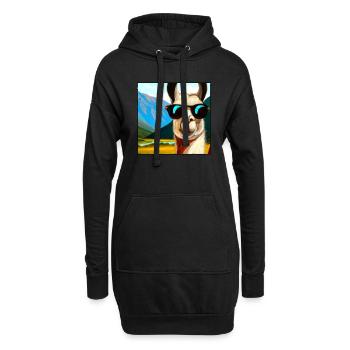 Cadeau de portrait de lama - Sweat-shirt à capuche long Femme - noir - Devant