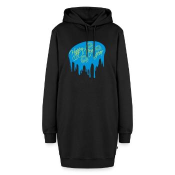 Citation Bonne année - Sweat-shirt à capuche long Femme - noir - Devant