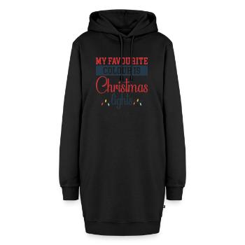 Weihnachtsdesign mit Lichtern - Hoodie-Kleid - Schwarz - Vorne