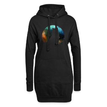 Süße galaktische Weltraumkatze - Hoodie-Kleid - Schwarz - Vorne