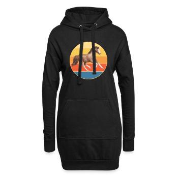 Tier Pferd Vintage Retro Sonnenuntergang - Hoodie-Kleid - Schwarz - Vorne