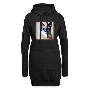 Süße Katze Max mit Brille - Hoodie-Kleid - Schwarz - Vorne