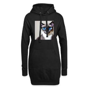 Mignon chat Benjamin avec des lunettes - Sweat-shirt à capuche long Femme - noir - Devant