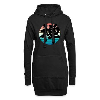 Zen Kanji Rétro coucher de soleil - Sweat-shirt à capuche long Femme - noir - Devant