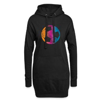 Bunter Fussball - Hoodie-Kleid - Schwarz - Vorne