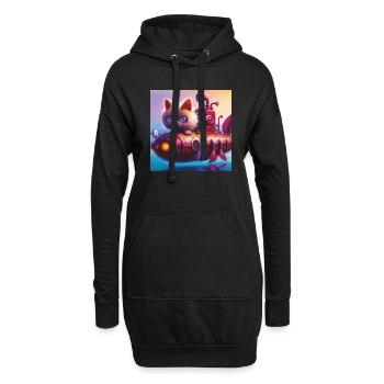 Katzen U-Boot - Hoodie-Kleid - Schwarz - Vorne