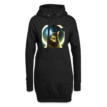 Le chat de l’univers - Sweat-shirt à capuche long Femme - noir - Devant