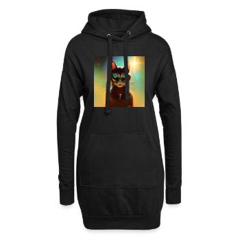 Le chat de l’univers - Sweat-shirt à capuche long Femme - noir - Devant