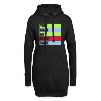 make my heart smile - Hoodie-Kleid - Schwarz - Vorne