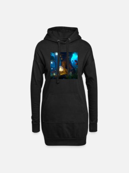 Magischer Wald - Hoodie-Kleid - Schwarz