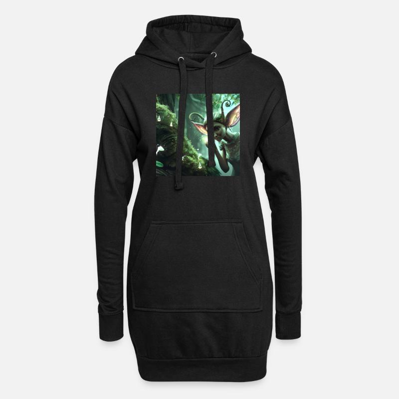 Fee im magischen Wald - Hoodie-Kleid - Schwarz