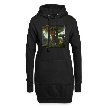 Magischer Wald - Hoodie-Kleid - Schwarz - Vorne