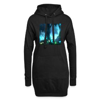 Magischer Wald - Hoodie-Kleid - Schwarz - Vorne