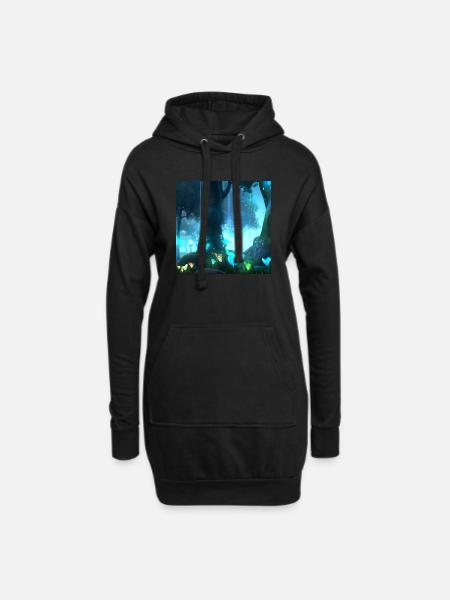 Magischer Wald - Hoodie-Kleid - Schwarz