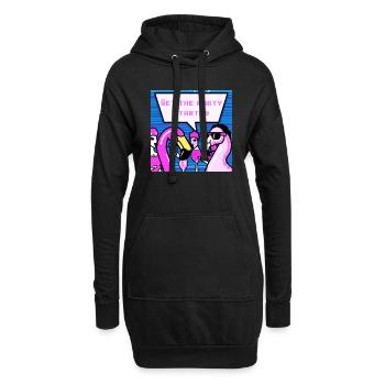 Flamingos machen Party - Hoodie-Kleid - Schwarz - Vorne
