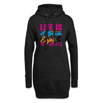 Life is a Beach enjoy the Waves - Hoodie-Kleid - Schwarz - Vorne