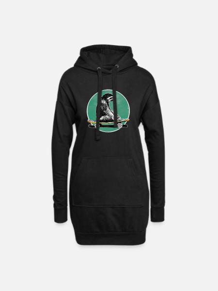 Sloth on skateboard - Hoodie Dress - black