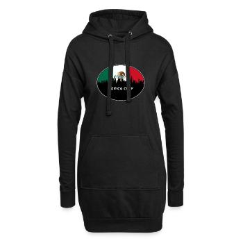 Mexico City Drapeau Mexique Skyline Voyage Silhouette - Sweat-shirt à capuche long Femme - noir - Devant