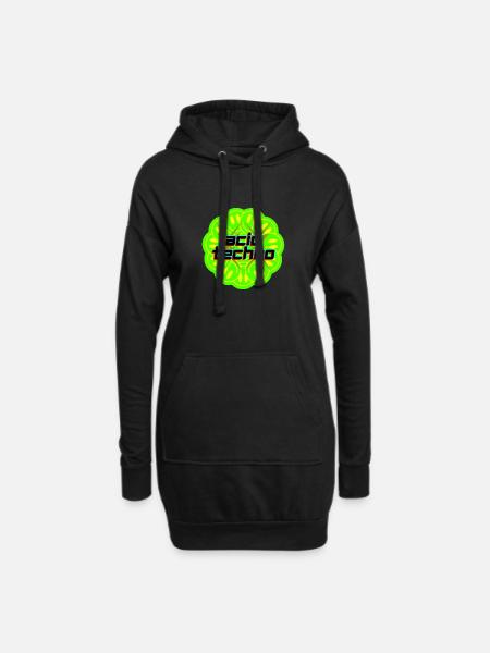 Acid Techno - Hoodie-Kleid - Schwarz
