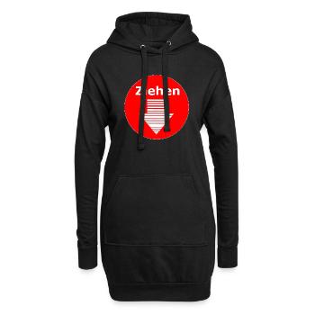 Schild Ziehen Mit Pfeil rot und weiß - Hoodie-Kleid - Schwarz - Vorne