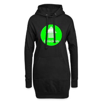 Schild Drücken Mit Pfeil grün und weiß - Hoodie-Kleid - Schwarz - Vorne