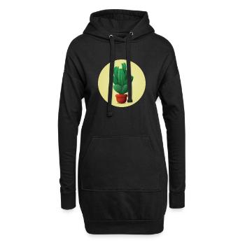 Pflanze in einem Tontopf - Hoodie-Kleid - Schwarz - Vorne