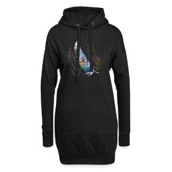 Feder - Hoodie-Kleid - Schwarz - Vorne