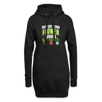 Support Your Flower Farmer Cool Retro Farming - Hoodie-Kleid - Schwarz - Vorne