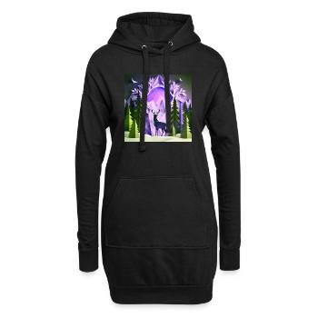 beautiful winter landscape, origami - Hoodie-Kleid - Schwarz - Vorne