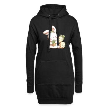 lapin mignon - Sweat-shirt à capuche long Femme - noir - Devant