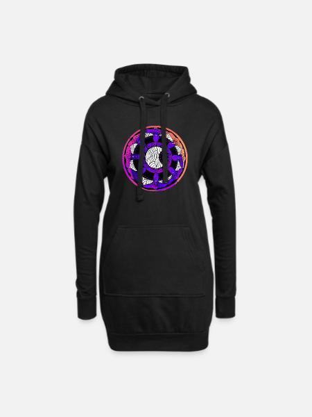 Mondmandala 5 lila orange pink - Hoodie-Kleid - Schwarz