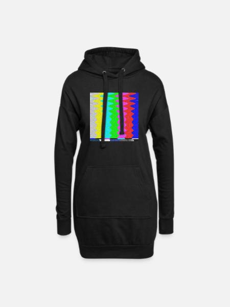 SMPTE-Farbbalken | TV-Farbtestbalken | Bleib dran - Hoodie-Kleid - Schwarz