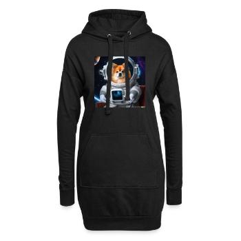 Pomeranian im Raumanzug - Hund im Weltall - Hoodie-Kleid - Schwarz - Vorne