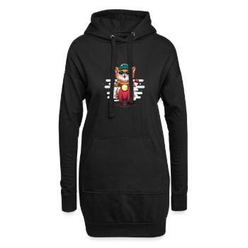 Chat sur moto - Sweat-shirt à capuche long Femme - noir - Devant
