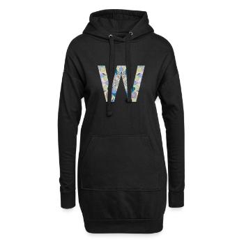 Lettre W en mandala - Sweat-shirt à capuche long Femme - noir - Devant