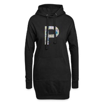 Lettre P en mandala - Sweat-shirt à capuche long Femme - noir - Devant