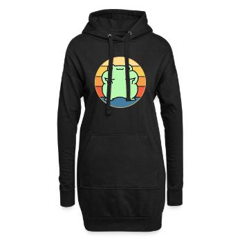 Süßer Frosch Vintage Retro Sonnenuntergang Tierliebhaber - Hoodie-Kleid - Schwarz - Vorne