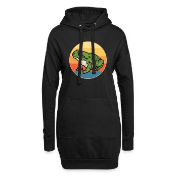 Niedlicher Frosch Vintage Retro Sonnenuntergang Tierliebhaber - Hoodie-Kleid - Schwarz - Vorne