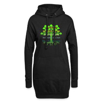 Eco guerrier en action - Sweat-shirt à capuche long Femme - noir - Devant