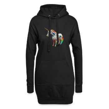 Origami Geometrie Unicorn bunt modern arty - Hoodie-Kleid - Schwarz - Vorne