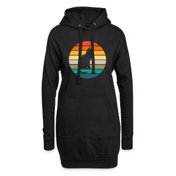 Chemises de chat Coucher de soleil Retro Cat Chat Ami Soleil - Sweat-shirt à capuche long Femme - noir - Devant