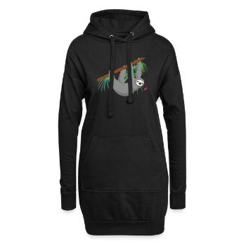 Faultier - Hoodie-Kleid - Schwarz - Vorne