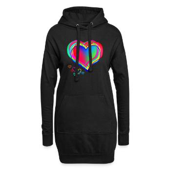Herzdesign bunt abstrakt Valentinstag - Hoodie-Kleid - Schwarz - Vorne